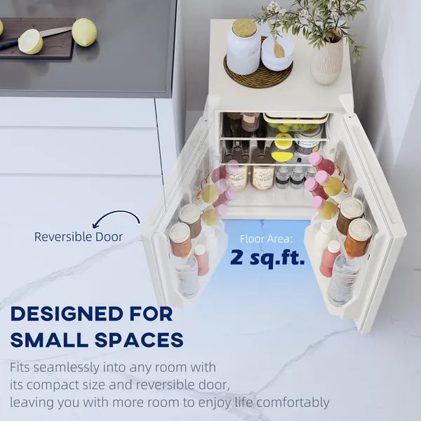 2.5 Cu.Ft Mini Fridge, Single Door Compact Refrigerator with Freezer, Adjustable Thermostat, Reversible Door, White - product image 3