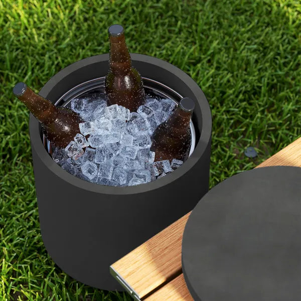 2.6 Gal Outdoor Side Table, 3-In-1 Concrete Cooler Bar Table with Storage, Removable Ice Bucket and Lid, Charcoal Gray - product image 9