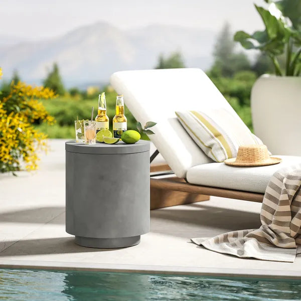 HOMCOM 2.6 Gal Outdoor Side Table, 3-In-1 Concrete Cooler Bar Table with Storage, Removable Ice Bucket and Lid, Light Gray - product image 10