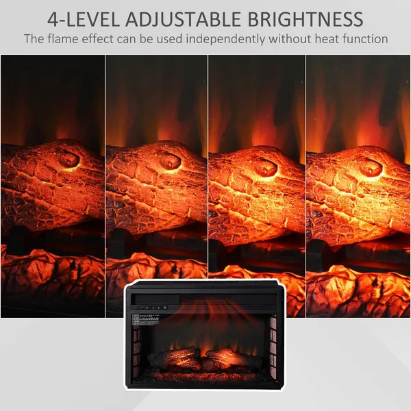 HOMCOM 27" Electric Fireplace Insert, Retro Recessed Fireplace Heater with Realistic Log Flame, Remote Control, and Adjustable Brightness, 1400W - product image 7