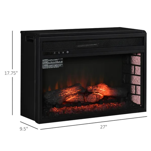 HOMCOM 27" Electric Fireplace Insert, Retro Recessed Fireplace Heater with Realistic Log Flame, Remote Control, and Adjustable Brightness, 1400W - product image 3