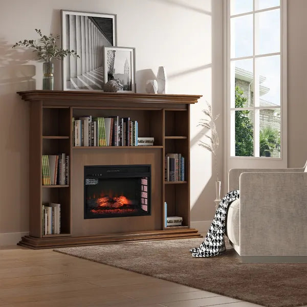 HOMCOM 27" Electric Fireplace Insert, Retro Recessed Fireplace Heater with Realistic Log Flame, Remote Control, and Adjustable Brightness, 1400W - product image 14