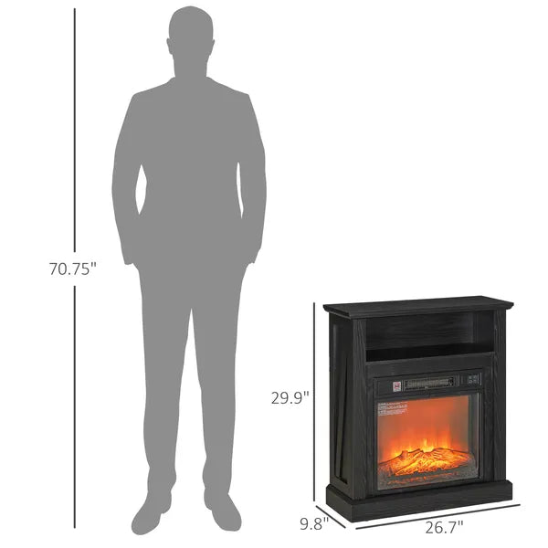 HOMCOM 27 Inch Freestanding Electric Fireplace with Mantel, 1400W Replaceable Fireplace Insert Heater with Timer, Black - product image 3
