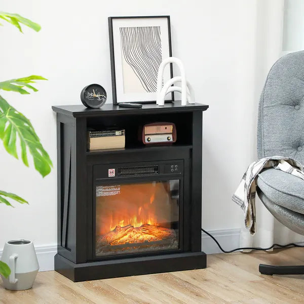 HOMCOM 27 Inch Freestanding Electric Fireplace with Mantel, 1400W Replaceable Fireplace Insert Heater with Timer, Black - product image 10