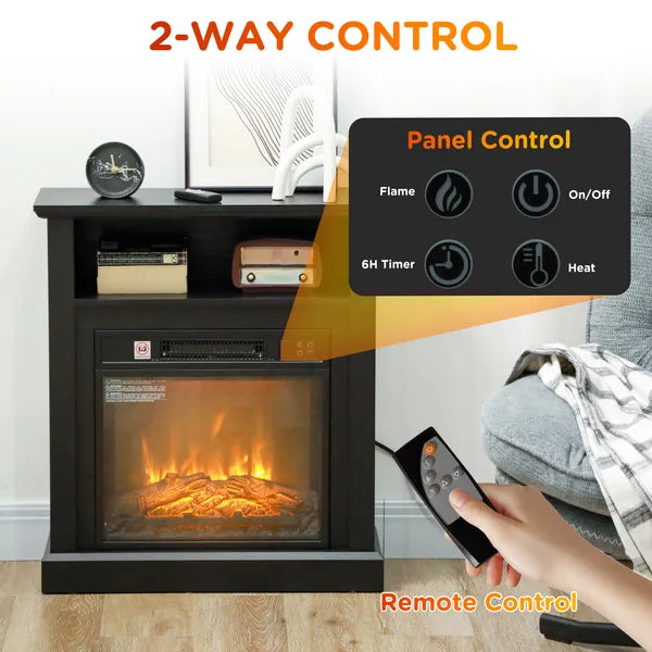 HOMCOM 27 Inch Freestanding Electric Fireplace with Mantel, 1400W Replaceable Fireplace Insert Heater with Timer, Black - product image 5