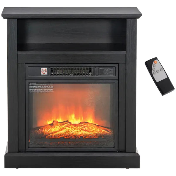 HOMCOM 27 Inch Freestanding Electric Fireplace with Mantel, 1400W Replaceable Fireplace Insert Heater with Timer, Black - product image 1