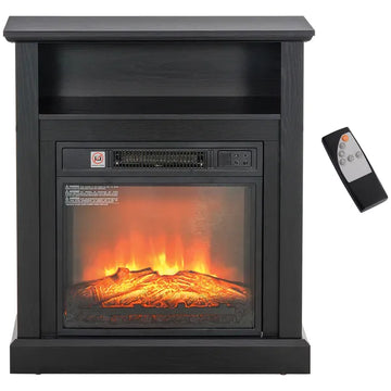 HOMCOM 27 Inch Freestanding Electric Fireplace with Mantel, 1400W Replaceable Fireplace Insert Heater with Timer, Black - product image 1