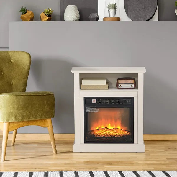 HOMCOM 27" Freestanding Electric Fireplace with Mantel, 1400W Replaceable Fireplace Insert Heater with Timer, White - product image 2