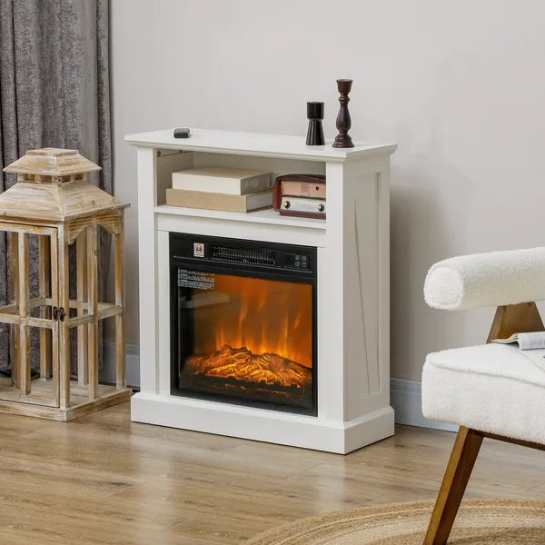 HOMCOM 27" Freestanding Electric Fireplace with Mantel, 1400W Replaceable Fireplace Insert Heater with Timer, White - product image 10