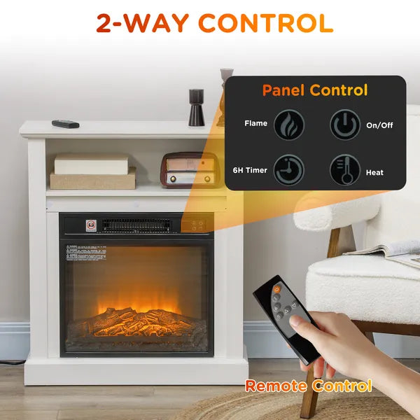 HOMCOM 27" Freestanding Electric Fireplace with Mantel, 1400W Replaceable Fireplace Insert Heater with Timer, White - product image 5
