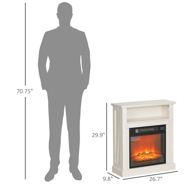 HOMCOM 27" Freestanding Electric Fireplace with Mantel, 1400W Replaceable Fireplace Insert Heater with Timer, White - product image 3
