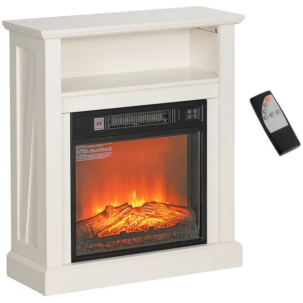 HOMCOM 27" Freestanding Electric Fireplace with Mantel, 1400W Replaceable Fireplace Insert Heater with Timer, White - product image 11