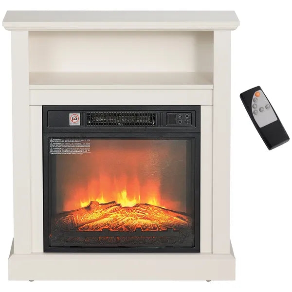 HOMCOM 27" Freestanding Electric Fireplace with Mantel, 1400W Replaceable Fireplace Insert Heater with Timer, White - product image 1