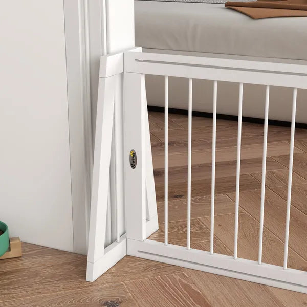 PawHut 28"-75" Freestanding Wooden Pet Gate with Support Feet and Non-Slip Mats for Indoor, Stairway, Doorway, White - product image 8