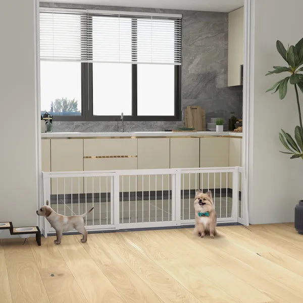 PawHut 28"-75" Freestanding Wooden Pet Gate with Support Feet and Non-Slip Mats for Indoor, Stairway, Doorway, White - product image 10