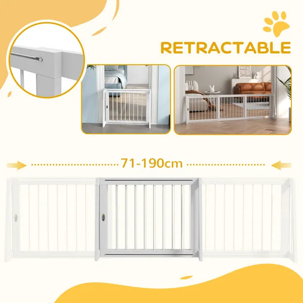 PawHut 28"-75" Freestanding Wooden Pet Gate with Support Feet and Non-Slip Mats for Indoor, Stairway, Doorway, White - product image 5