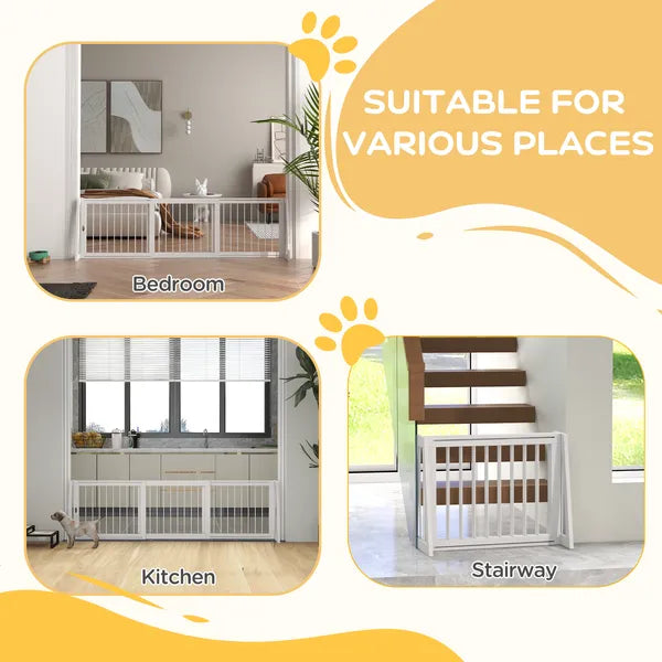 PawHut 28"-75" Freestanding Wooden Pet Gate with Support Feet and Non-Slip Mats for Indoor, Stairway, Doorway, White - product image 4