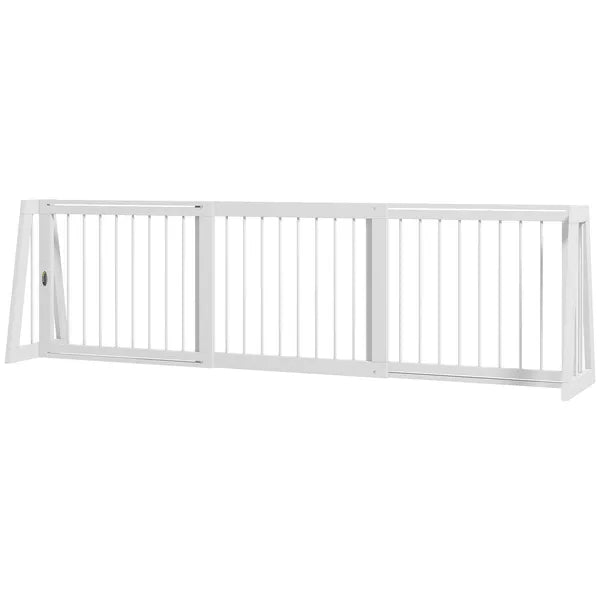PawHut 28"-75" Freestanding Wooden Pet Gate with Support Feet and Non-Slip Mats for Indoor, Stairway, Doorway, White - product image 1