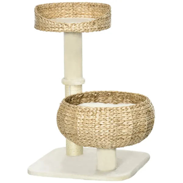 PawHut 28" Elevated Cat Bed with Sisal Scratching Post for Indoor Kitties, Modern Cat Tree with Cute Basket Design, Small Cat Tree with Fun Ball Toy - product image 11