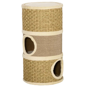 28" Multi-Level Cat Condo with Sisal Scratching Pad 3 Story Hideaway for Cats Brown - product image 1