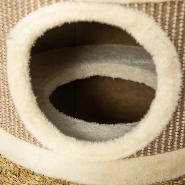 28" Multi-Level Cat Condo with Sisal Scratching Pad 3 Story Hideaway for Cats Brown - product image 9