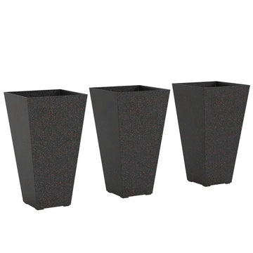 Outsunny 28 Inch Tall Planters, Set of 3 Plastic Flower Pots with Marble Finish and Drainage Holes, Stackable Taper Planters, Brown - product image 1