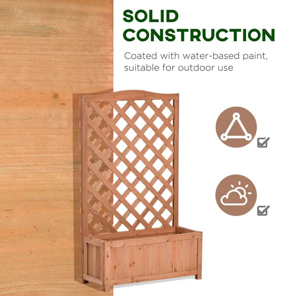Outsunny 28 Inch x 11 Inch x 46 Inch Raised Garden Bed, Wooden Planter Box with Trellis, Brown - product image 7