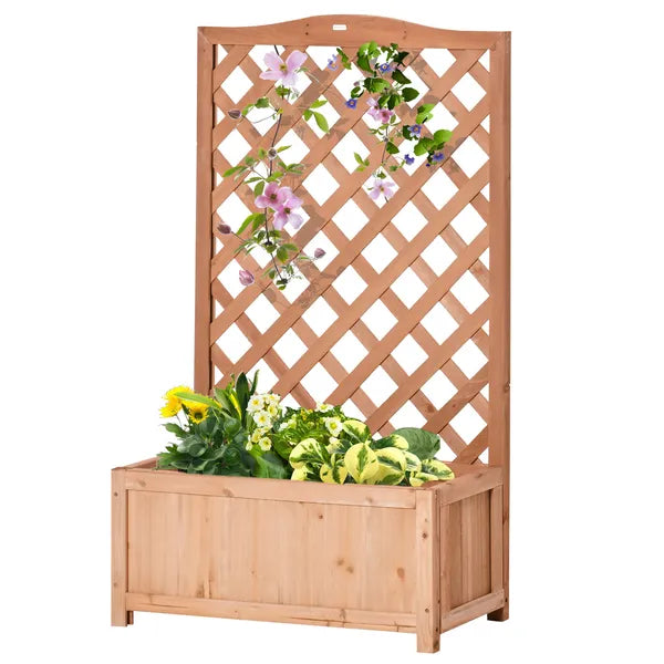 Outsunny 28 Inch x 11 Inch x 46 Inch Raised Garden Bed, Wooden Planter Box with Trellis, Brown - product image 11
