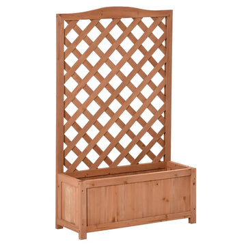 Outsunny 28 Inch x 11 Inch x 46 Inch Raised Garden Bed, Wooden Planter Box with Trellis, Brown - product image 1