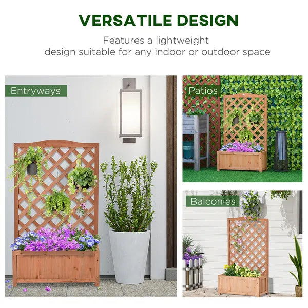 Outsunny 28 Inch x 11 Inch x 46 Inch Raised Garden Bed, Wooden Planter Box with Trellis, Brown - product image 4