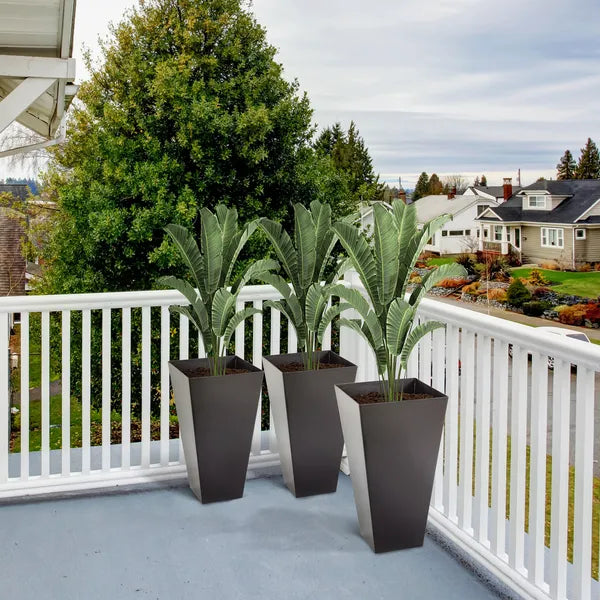 Outsunny 28 Inch Tall Plastic Planters Set of 3 Square Flower Pots Brown - product image 11