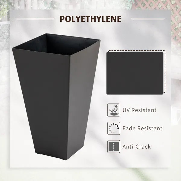 Outsunny 28 Inch Tall Plastic Planters Set of 3 Square Flower Pots Brown - product image 5