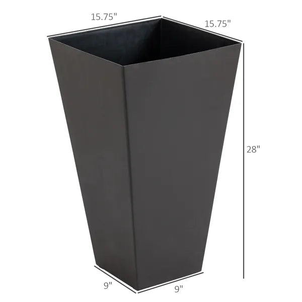 Outsunny 28 Inch Tall Plastic Planters Set of 3 Square Flower Pots Brown - product image 3