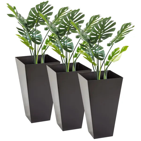 Outsunny 28 Inch Tall Plastic Planters Set of 3 Square Flower Pots Brown - product image 12