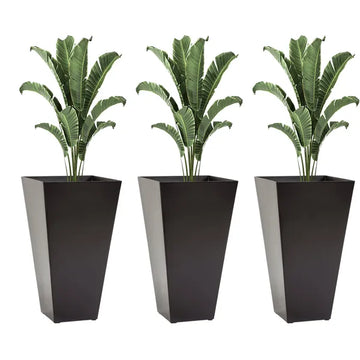 Outsunny 28 Inch Tall Plastic Planters Set of 3 Square Flower Pots Brown - product image 1