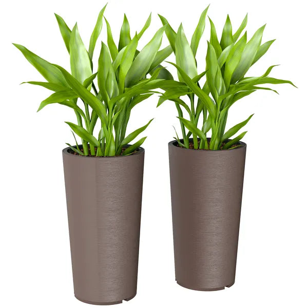 29 Inch Outdoor Planter, Set of 2 Plastic Flower Pots, Weather and UV Resistant Stackable Large Planters, Brown - product image 1