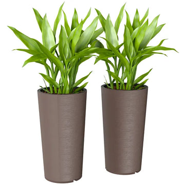 29 Inch Outdoor Planter, Set of 2 Plastic Flower Pots, Weather and UV Resistant Stackable Large Planters, Brown - product image 1