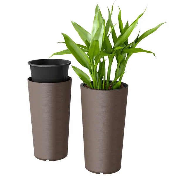 29 Inch Outdoor Planter, Set of 2 Plastic Flower Pots, Weather and UV Resistant Stackable Large Planters, Brown - product image 11
