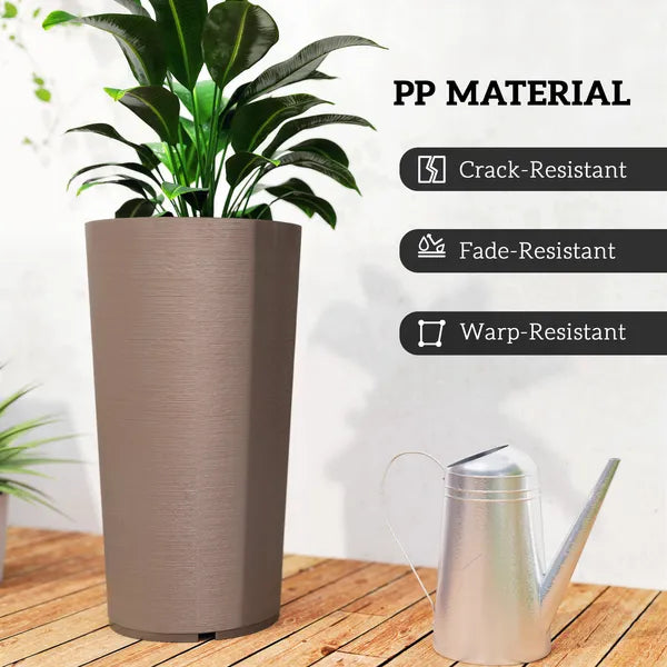 29 Inch Outdoor Planter, Set of 2 Plastic Flower Pots, Weather and UV Resistant Stackable Large Planters, Brown - product image 6