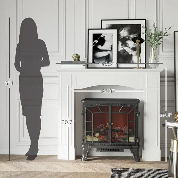 HOMCOM 29" Modern Fireplace Mantel Surround Mantels for Fireplace with Decorative Geometric Pattern, White - product image 3