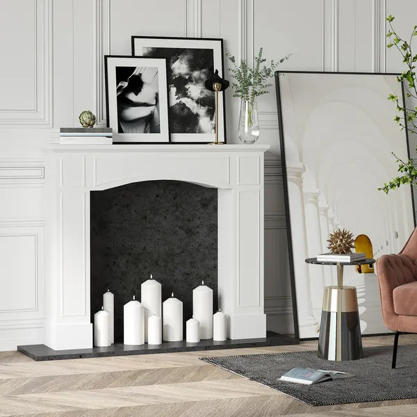HOMCOM 29" Modern Fireplace Mantel Surround Mantels for Fireplace with Decorative Geometric Pattern, White - product image 10