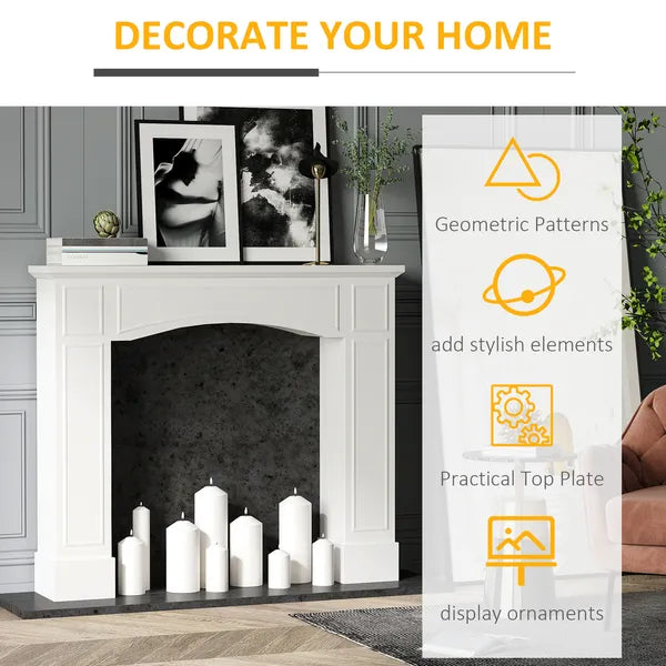 HOMCOM 29" Modern Fireplace Mantel Surround Mantels for Fireplace with Decorative Geometric Pattern, White - product image 4