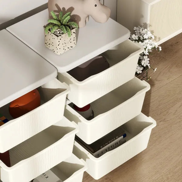 Qaba 3-Tier Kids Storage Unit with 9 Drawers Cream White - product image 8