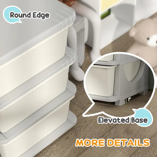 Qaba 3-Tier Kids Storage Unit with 9 Drawers Cream White - product image 7