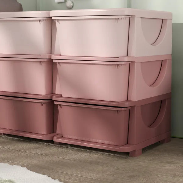 Qaba 3-Tier Kids Storage Unit with 9 Drawers Pink - product image 9