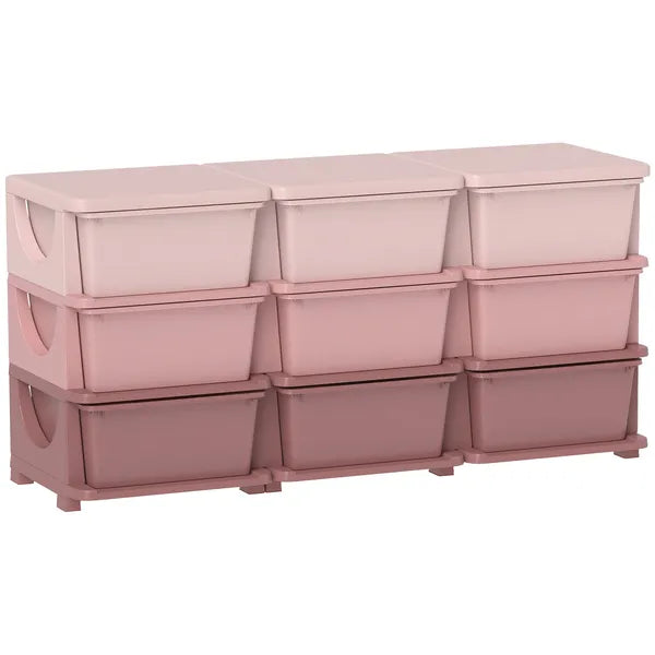 Qaba 3-Tier Kids Storage Unit with 9 Drawers Pink - product image 11