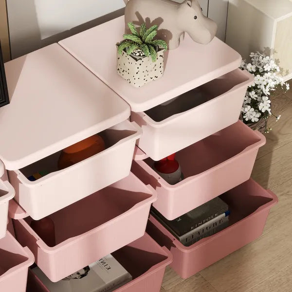 Qaba 3-Tier Kids Storage Unit with 9 Drawers Pink - product image 8