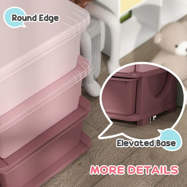 Qaba 3-Tier Kids Storage Unit with 9 Drawers Pink - product image 7
