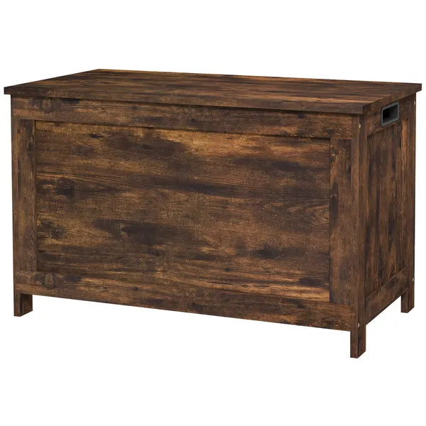 29.9" Wooden Storage Trunk Rustic Brown with 2 Safety Hinges Side Handles Storage Chest for Playroom - product image 1