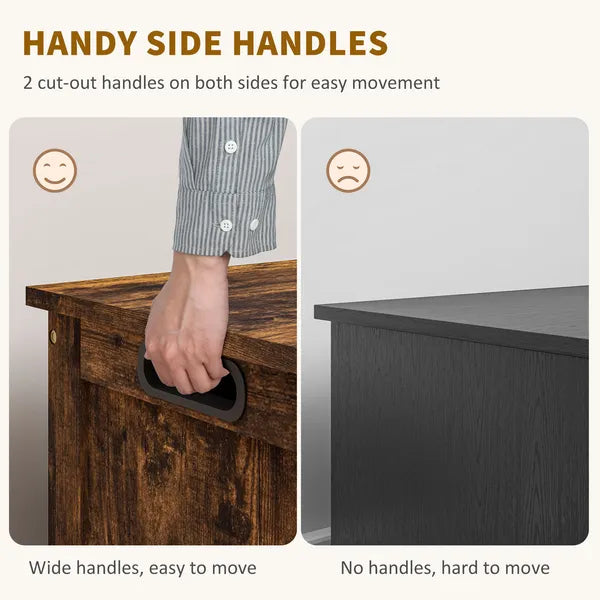 29.9" Wooden Storage Trunk Rustic Brown with 2 Safety Hinges Side Handles Storage Chest for Playroom - product image 6